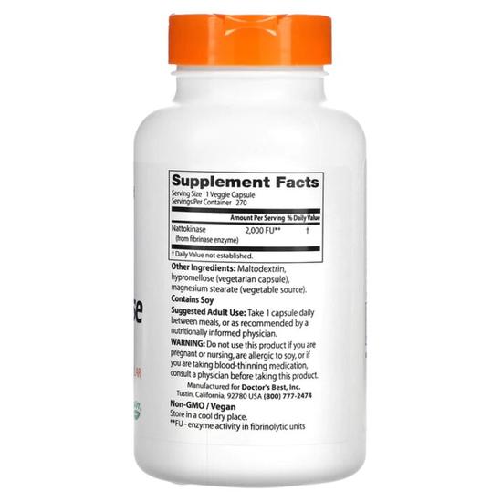 Doctor's Best Nattokinase 2000FUs Vegicaps 90 Vegicaps