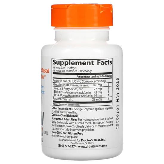 Doctor's Best Real Krill 350mg Softgels 60 Softgels