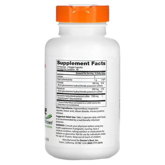 Doctor's Best Vegan Glucosamine Sulphate With GreenGrown 750mg Vegicaps 180 Vegicaps