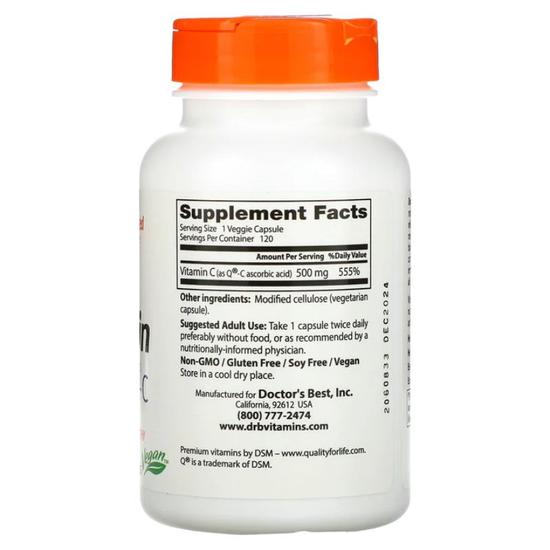 Doctor's Best Vitamin C With Quali-C 500mg Vegicaps 120 Vegicaps