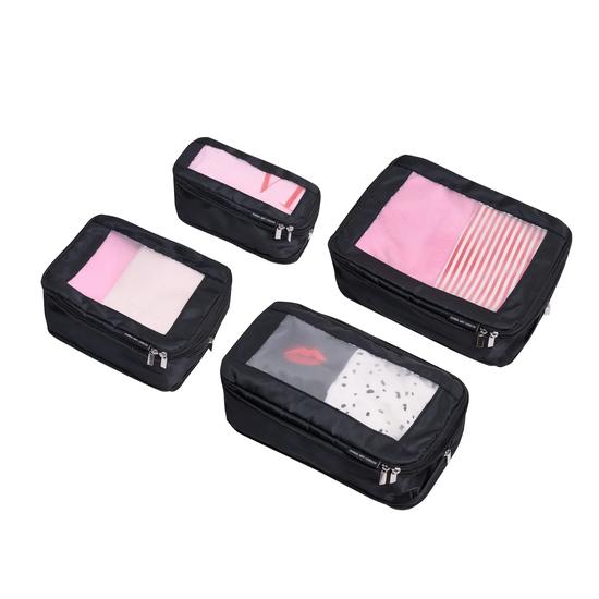 Donna May London Compression Packing Cubes Set Of 4 Black With Spotty Interior