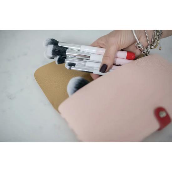 Donna May London Donna May Makeup Brush Case Pink & Red Leather