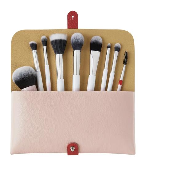 Donna May London Donna May Makeup Brush Case Pink & Red Leather