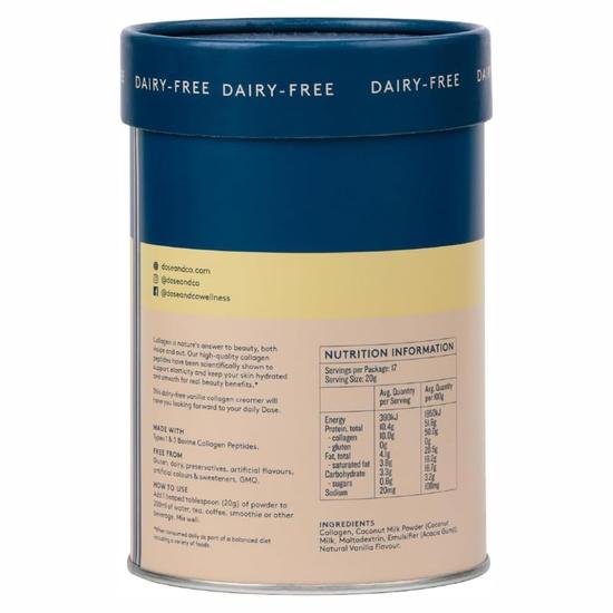 Dose & Co Dairy Free Collagen Creamer Vanilla 340g