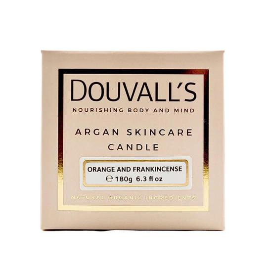 Douvall's Organic Argan Skin Care Candle, Orange & Frankincense 180g