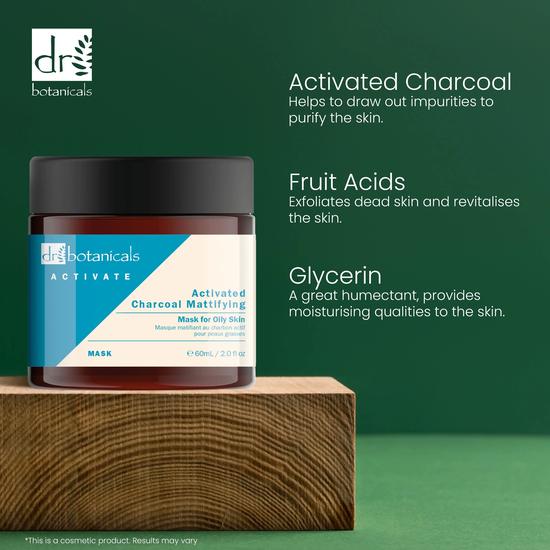 Dr Botanicals Activate Charcoal Mattifying Mask For Oily Skin Twin Value Savings Pack 60ml