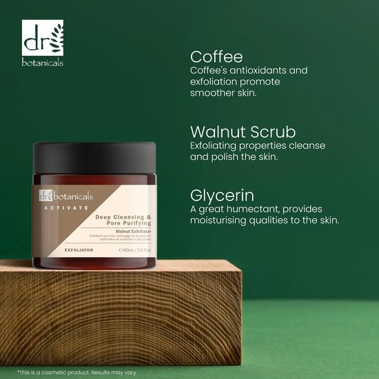 Dr Botanicals Activate Deep Cleansing & Pore Purifying Walnut Exfoliator Twin Value Savings Pack 60ml