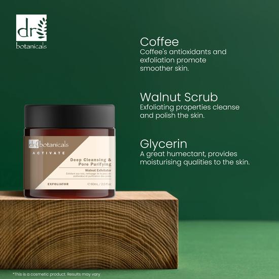 Dr Botanicals Activate Deep Cleansing & Pore Purifying Walnut Exfoliator 60ml