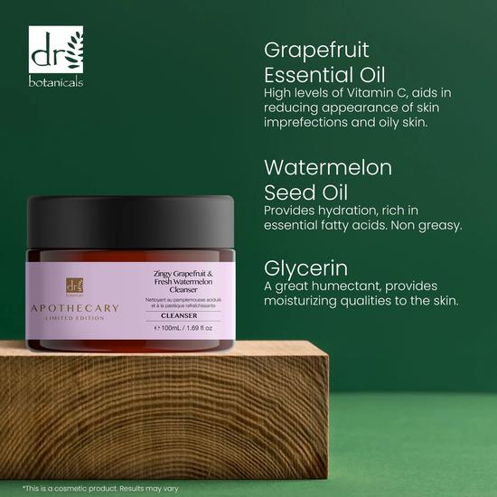 Dr Botanicals Anti-Ageing Zingy Grapefruit & Fresh Watermelon Cleanser 100ml x 2