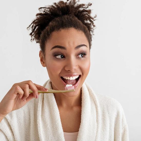 Dr Botanicals Bamboo Toothbrush Pink