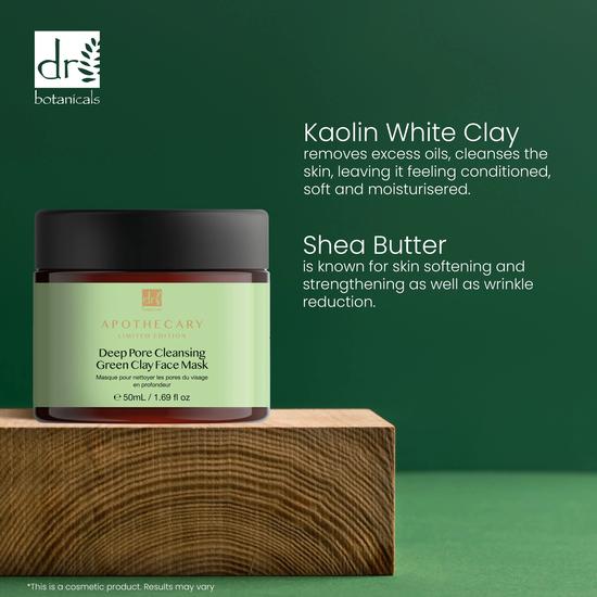 Dr Botanicals Deep Pore Cleansing Green Clay Face Mask Twin Value Savings Pack 50ml