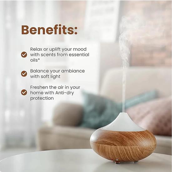 Dr Botanicals Natural & Calming Wooden Aroma Digital Diffuser Clear Top