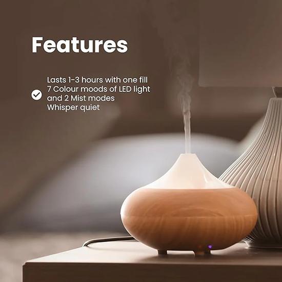 Dr Botanicals Natural & Calming Wooden Aroma Digital Diffuser Clear Top