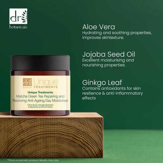 Dr Botanicals Unique Treatments Matcha Green Tea Repairing & Restoring Anti-Ageing Day Moisturiser 60ml