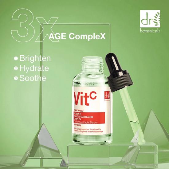 Dr Botanicals Vitamin C 3% & Polyglutamic Acid Complex 1% & Brightening Facial Serum 30ml