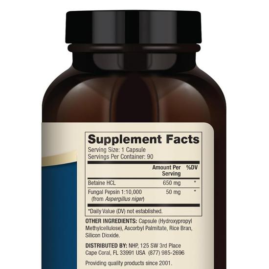 Dr. Mercola Betaine HCL & Pepsin Capsules 90 Capsules