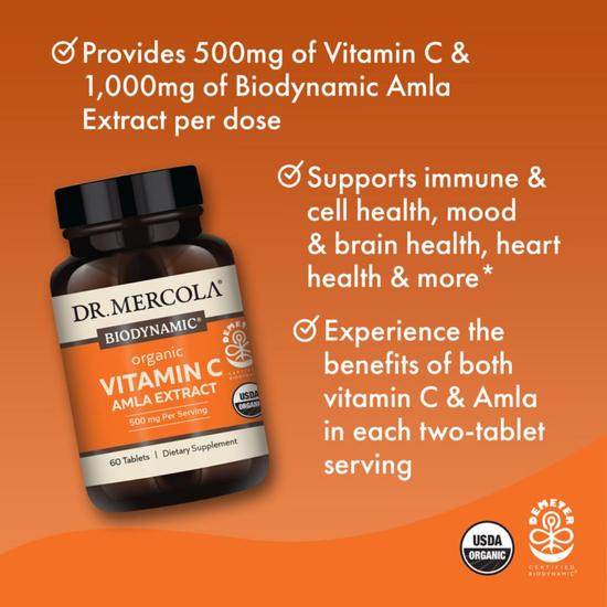 Dr. Mercola Biodynamic Organic Vitamin C Amla Extract Tablets 60 Tablets