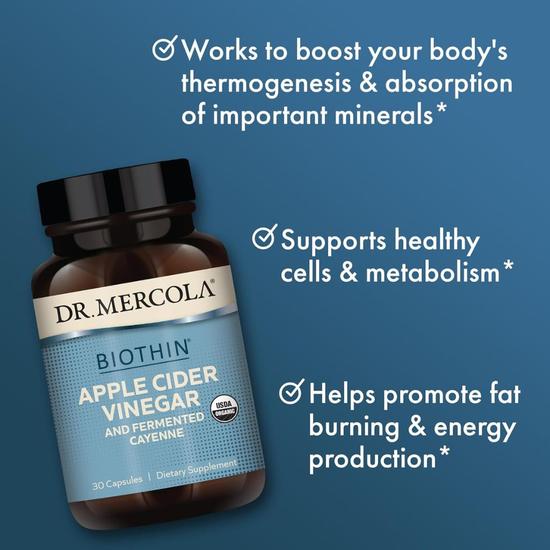 Dr. Mercola BIOTHIN Organic Apple Cider Vinegar & Fermented Cayenne Capsules 30 Capsules