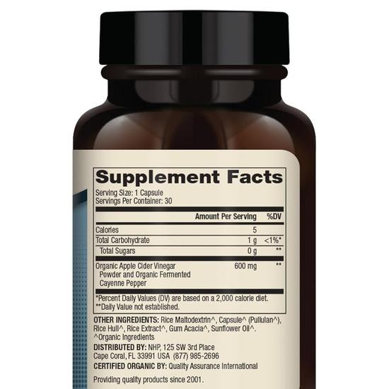 Dr. Mercola BIOTHIN Organic Apple Cider Vinegar & Fermented Cayenne Capsules 30 Capsules