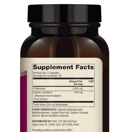 Dr. Mercola D-Mannose & Cranberry Capsules 60 Capsules
