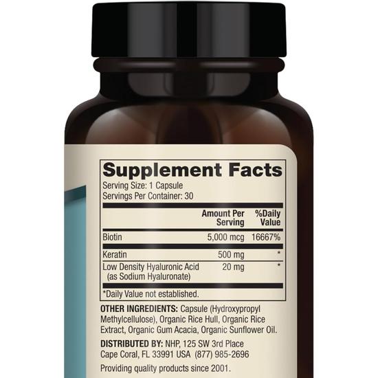 Dr. Mercola Hair, Skin & Nails Biotin, Keratin & Hyaluronic Acid Capsules 30 Capsules