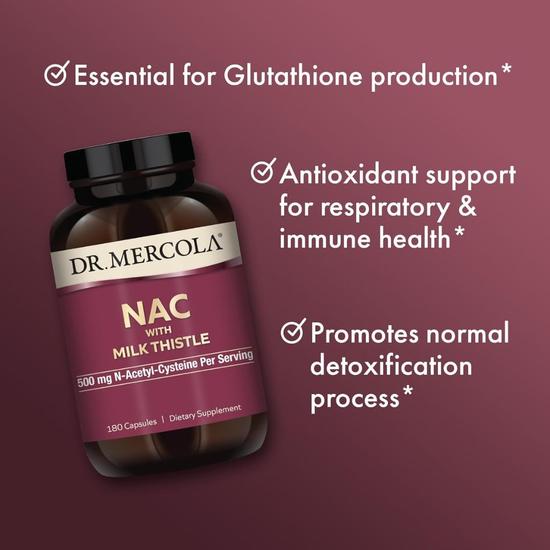 Dr. Mercola NAC With Milk Thistle Capsules 60 Capsules