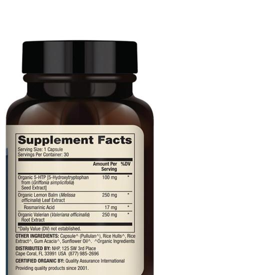 Dr. Mercola Organic 5-HTP With Valerian Root & Lemon Balm Capsules 30 Capsules