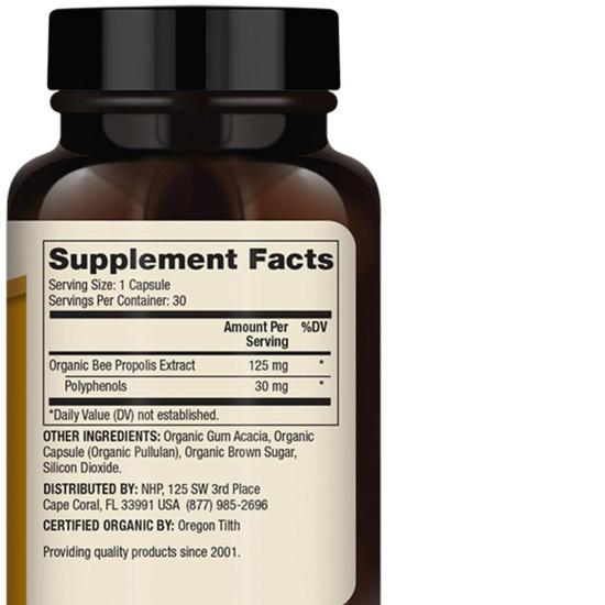 Dr. Mercola Organic Bee Propolis Capsules 30 Capsules
