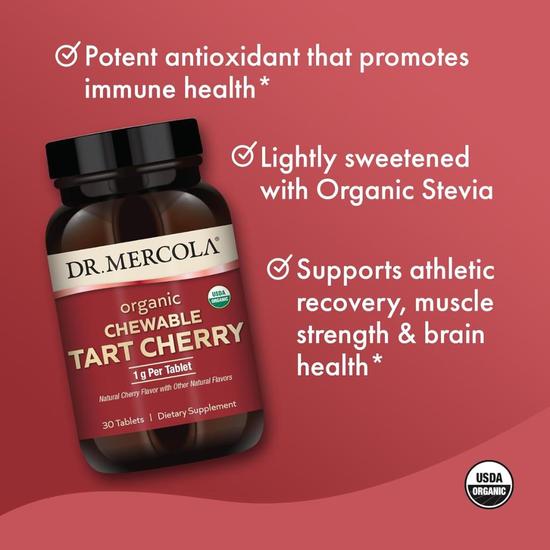 Dr. Mercola Organic Chewable Tart Cherry Tablets 30 Tablets