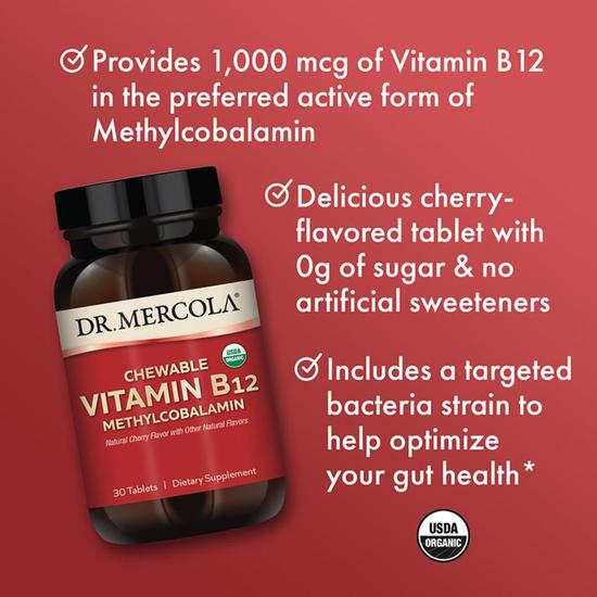 Dr. Mercola Organic Chewable Vitamin B12 Tablets 30 Tablets