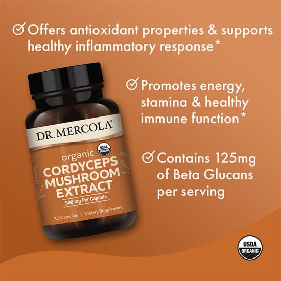 Dr. Mercola Organic Cordyceps Mushroom Extract Capsules 30 Capsules