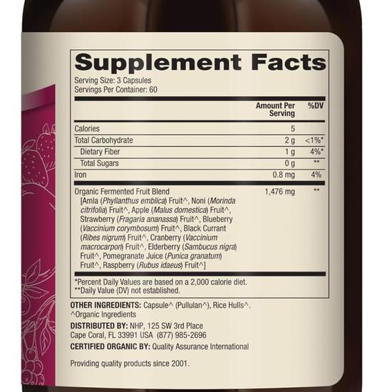 Dr. Mercola Organic Fermented Fruits Capsules 180 Capsules