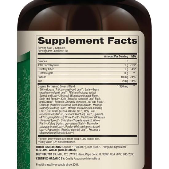 Dr. Mercola Organic Fermented Greens Capsules 180 Capsules