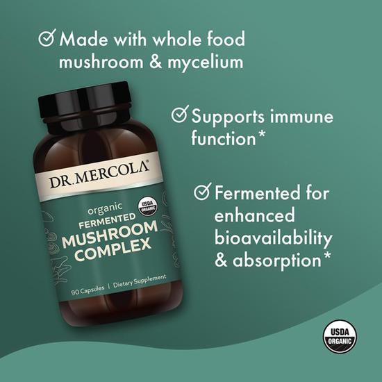 Dr. Mercola Organic Fermented Mushroom Complex Capsules 90 Capsules