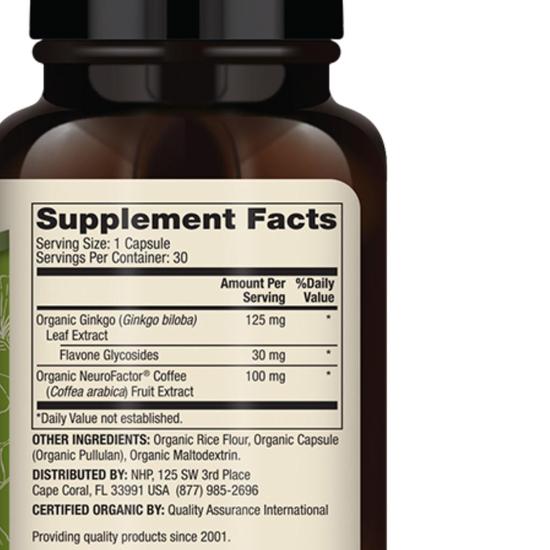 Dr. Mercola Organic Ginkgo Biloba With NeuroFactor Capsules 30 Capsules