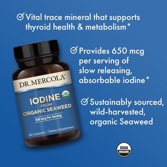 Dr. Mercola Organic Iodine From Seaweed Capsules 60 Capsules