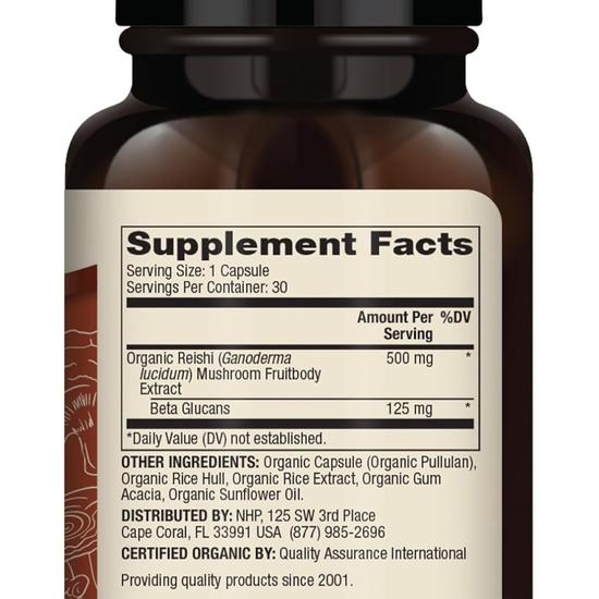 Dr. Mercola Organic Reishi Mushroom Extract Capsules 30 Capsules