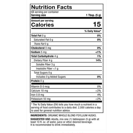 Dr. Mercola Organic Whole Husk Psyllium Powder 340g