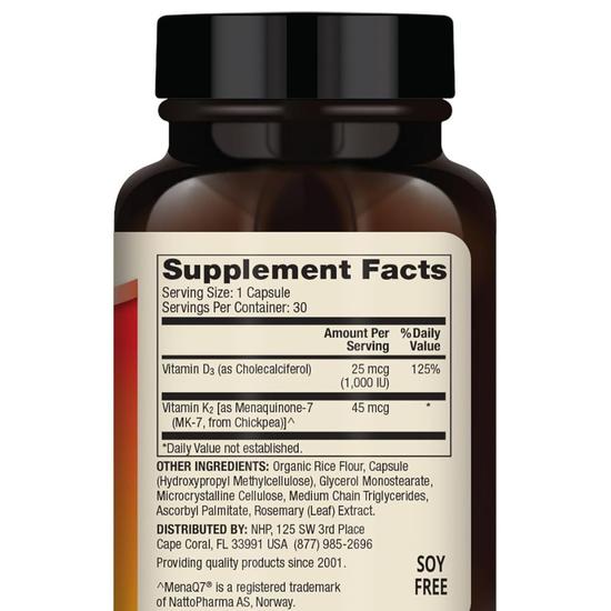 Dr. Mercola Vitamins D3 & K2 Low Dose Capsules 30 Capsules