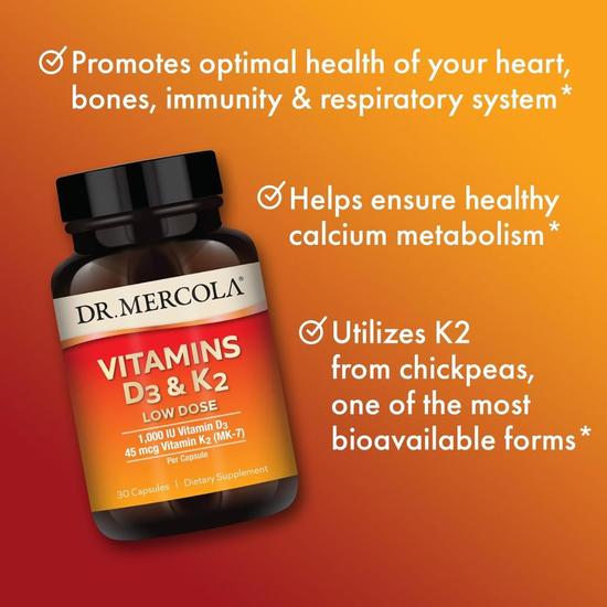 Dr. Mercola Vitamins D3 & K2 Low Dose Capsules 30 Capsules