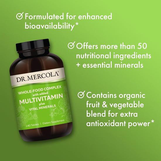 Dr. Mercola Whole-Food Complex With Added Multivitamin Plus Vital Minerals Tablets 240 Tablets