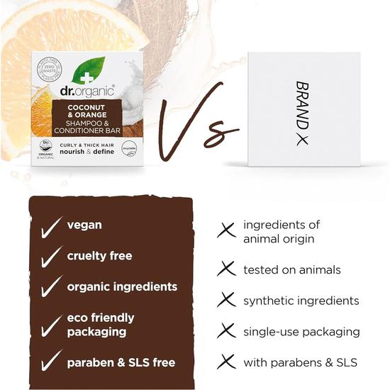 Dr. Organic Coconut Orange Shampoo & Conditioner Bar 75g