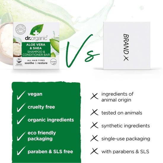 Dr. Organic dr.organic Aloe & Shea Shampoo & Conditioner Bar 75g