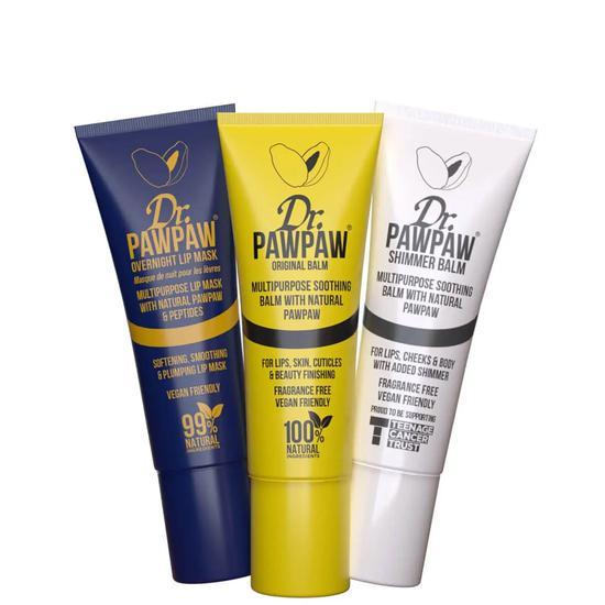 Dr. PAWPAW Mini Shine Gift Set Original Balm + Overnight Lip Mask Balm + Shimmer Balm
