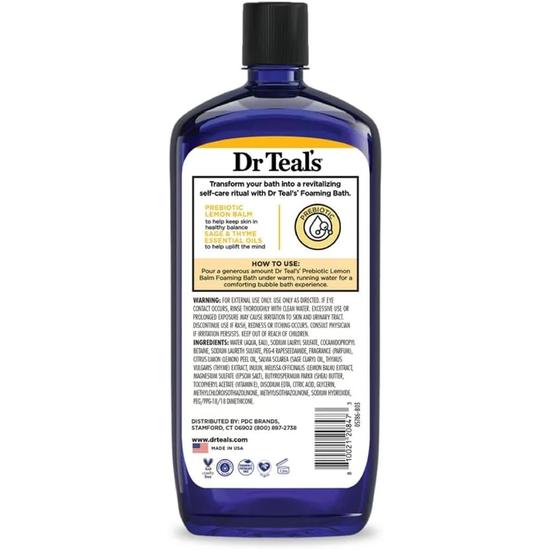Dr Teal's Foaming Bath With Pure Epsom Salt Prebiotic Lemon Balm 1000ml