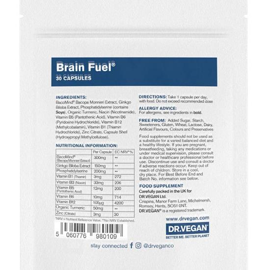 Dr Vegan Brain Fuel Memory & Focus Capsules 30 Capsules