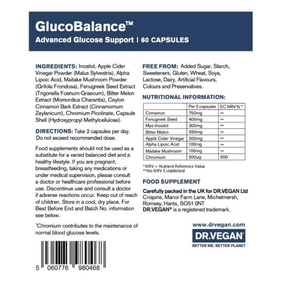 Dr Vegan GlucoBalance Advanced Blood Sugar Control Capsules 60 Capsules