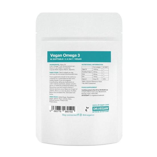 Dr Vegan Omega 3 300mg DHA 150mg EPA Softgels 60 Softgels