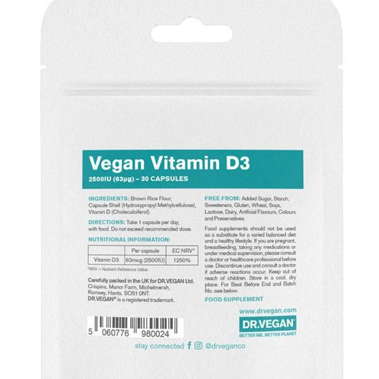 Dr Vegan Vitamin D3 2500iu Capsules 30 Capsules