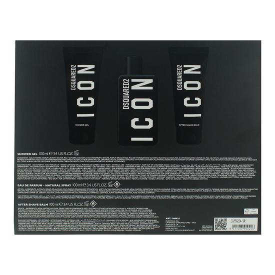 Dsquared2 Icon Pour Homme Eau De Parfum 100ml, Shower Gel 100ml + Aftershave Balm 100ml Gift Set 100ml